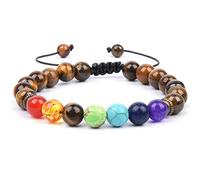 GelConnie Lava Rock Chakra Bracelet 7 Chakra 8mm Natural Stone Healing Bracelet Stress Relief Yoga Beads Anxiety Bracelet Aromatherapy Essential Oil Diffuser Bracelet Bangle