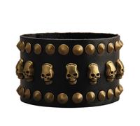 GelConnie Leather Cuff Bracelet for Men Women Wide Leather Wristband Thick Viking Mens Leather Bracelets Gothic Wrist Band Vintage Rock Wristband, Leather, no gemstone