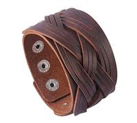 Jenia Genuine Leather Cuff Bracelet Punk Braided Bracelets Rock Leather Wristbands Religious Gothic Adjustable Wrap Bracelet for Men, Boy, Kids, Biker, Women Gifts
