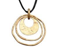 GelConnie Leather Necklace for Women Large Pendant Long Brown Necklace Circle Leather Choker Vintage Sweater Necklace Gold Chunky Boho Necklaces for Women, Faux Leather, No Gemstone