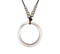 GelConnie Leather Necklaces Turquoise Long Boho Necklaces for Women Brown Chunky Circle Pendant Chocker Necklace Gold Sweater Necklace, Faux Leather, No Gemstone