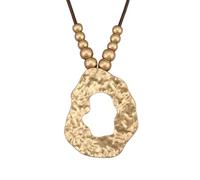 GelConnie Leather Necklaces Turquoise Long Boho Necklaces for Women Brown Chunky Circle Pendant Chocker Necklace Gold Sweater Necklace, Faux Leather, No Gemstone