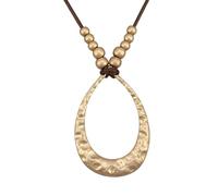 GelConnie Leather Necklaces Turquoise Long Boho Necklaces for Women Brown Chunky Circle Pendant Chocker Necklace Gold Sweater Necklace, Faux Leather, No Gemstone