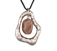 GelConnie Leather Necklaces Turquoise Long Boho Necklaces for Women Brown Chunky Circle Pendant Chocker Necklace Gold Sweater Necklace, Faux Leather, No Gemstone