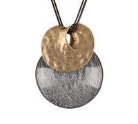 GelConnie Long Necklaces for Women Boho Large Pendant Necklace Casual Bohemian Brown Leather Choker Sweater Circle Statement Stone Necklace, Faux Leather, No Gemstone