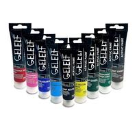 GELELF Acrylic Paints for Gel Plate Printing Perfect Transfer Special Acrylic Paint Sets for Gel Plate Printmaking Supplies 9-Colors,Total 540ml,18-oz (Black Color Set)