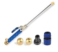 Gelia High Pressure Hose Nozzle, Aluminum Body, Quick Connector, 2 Brass Nozzles, Blue, CE Certified