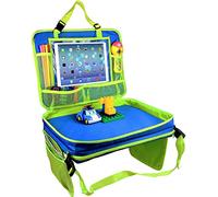 Gelible Kids Car Seat Travel Tray Toddler Snack Play Trays with Removable Mesh Pockets Lap Organizer for Plane Stroller, Activity,Learn and Journey(Blue)