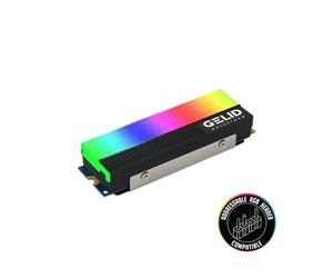 Gelid Solutions Glint-ARGB M.2 SSD Cooler-Integrated ARGB Module-Aluminum Heatsink-M.2 Compatible-73x24x15mm-Black