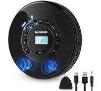 Gelielim Portable CD Player, Disman CD Players for Car with Bluetooth and FM Transmitter, CD Walkman with Dual Stereo Speakers, Anti-Skip Protection, AUX/USB Port, 2000mAh Rechargeable Battery
