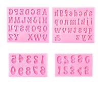 GELIFATLE Letters Molds and Numbers Molds, Silicone Fondant Mold Chocolate Molds, 0-9 Number and 26 Letters Silicone Molds for Baking Desserts and Cake Decoration (4 Pack)