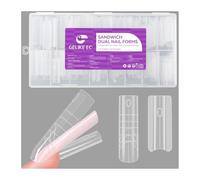 Gelike ec Dual Nail Forms for Builder Gel: Sandwich Design Nail Shapes Nail Extension 240 Pieces 15 Sizes - for Flawless Gel Extensions - Easy for DIY & Salon - Long Square