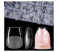 Gelike EC Extra Short Soft Gel Nail Tips Kit for Soak Off Nail Extensions,Full Cover,Coffin Shaped,Pre-buff PMMA Resin Clear Ultra-Thin Design,15 Sizes 240 Pieces, XXS Extra Short Coffin