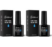 Gelike Ec Gel Nail Glue - 6 in 1 UV Nails Glue Base Coat, Strong Adhesive for False Nails, Acrylic Tips, Press On Nails (Pack of 2)