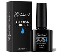 Gelike EC Gel Nail Glue Strong: 6 in 1 Base Coat Builder Gel Blooming Gel Nail Strengthener Strong Extension Glue for Long Lasting - False Press on Nails for Beginners/Home Use