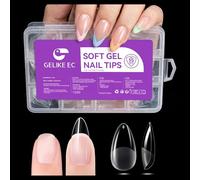Gelike ec MediumA lmond Full Cover Soft Nail Tips - 120Pcs Acrylic False Nails - 12 Sizes Long Lasting Nail Tip for Gel Extension DIY Practice Art Design Home Press on Nails Salon Manicure Supplies