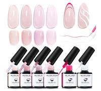 Gelike ec Nude Gel Polish, Sheer Gel Nail Polish with Gel Liner Nail Art Polish Set - Clear UV Thin Pink Korean French Tip Nail Polish, Rose White Gel Liner Design Polish 7ML 6PCS