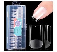 Gelike ec Short Nail Tips 240PCS Clear Fake Nails for Soak Off Nail Extension, Pre-Buff Soft Gel Nails Tips Break Resistant Full Cover Fake Nails 12 Sizes-SHORT SQUARE