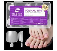 Gelike ec Square Artificial Toenails Tips: 240 Pieces 12 Sizes Matte Soft Gel Toenails for DIY Art Lover Women - Ideal for Flip Flops Sandals Slippers and High Heels