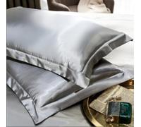 GELIMY 1Pair Soft Silk Feel Pillowcase Satin Pillow Cases Home Bedroom for Hair/Skin Bedding Cushion Covers Bedroom Decor (Grey)