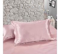 GELIMY 1Pair Soft Silk Feel Pillowcase Satin Pillow Cases Home Bedroom for Hair/Skin Bedding Cushion Covers Bedroom Decor (Pink)