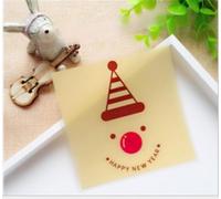 GELIMY Christmas Cellophane Bags 100PCS 10x10cm Self Adhesive Package Bags for Sweets, Biscuits, Cookies Gift Packaging Cello Bags for Party Favours and Candy Bags (DEER WITH HAT)