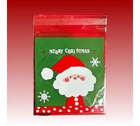 GELIMY Christmas Cellophane Bags 200PCS 10x10cm Self Adhesive Package Bags for Sweets, Biscuits, Cookies Gift Packaging Cello Bags for Party Favours and Candy Bags (GREEN SANTA)