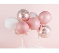 GELIMY DIY 9PCS Balloon Cake Topper Set - Multicolour Confetti Balloon Garland for Birthday, Wedding, Party Decorations - Festive Balloon Arch & Photo Backdrop Accessories (ROSE GOLD)