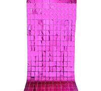 GELIMY ELIMY Square Foil Fringe Curtain - Sparkly Tinsel Door Decor for Parties, Weddings, Baby Showers & Christmas - Metallic Wall Hanging for Birthday, New Year, Festive Celebration 2PCS HOT PINK