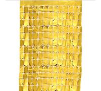 GELIMY Square Foil Fringe Curtain - Sparkly Tinsel Door Decor for Parties, Weddings, Baby Showers & Christmas - Metallic Wall Hanging for Birthday, New Year, Festive Celebration 2PCS GOLD
