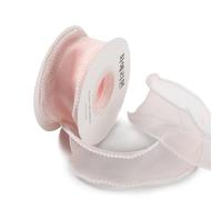 Gelirda 1 Roll 5 Yards ABS Pearl Edged Mesh Ribbon White Transparent Smooth Ribbon Bundle with Spool for Bowknot Making Gift Wrapping