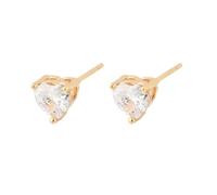 Gelirda 10 Pair Cubic Zirconia Heart Stud Earring Brass Love Heart Earrings for Jewellery Making Birthday Party Wedding