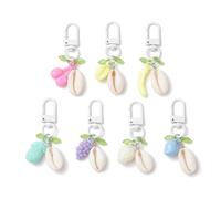 Gelirda 100Pcs Acrylic Shell Pendant Decorations Imitation Fruits Charms with Swivel Snap Hooks Clasps for Jewellery Making Bag Ornaments