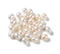 Gelirda 10Pcs Natural Freshwater Rice Shape Pearl Beads Half Drilled White Pearl Beads for DIY Earrings Bracelets Necklaces Jewellery Crafts