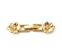 Gelirda 10Pcs Rectangle with Flower Fold Over Clasps Brass Micro Pave Cubic Zirconia Bracelet Clasp Extender for DIY Jewellery Making