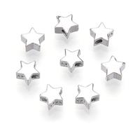 Gelirda 10Pcs Sterling Silver Star Shape Beads Pentagram Spacer Beads for Jewellery Making Bracelets Necklaces Earrings