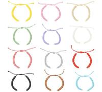 Gelirda 12Pcs 11.14 Inch Colourful Braided Cord Bracelets Waxed Polyester Adjustable Bracelet for Jewellery Making DIY Craft Gifts