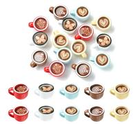 Gelirda 15Pcs Mixed Colour Coffee Cup Charms Mini 3D Imitation Drink Pendants for Jewellery Making Bracelet Keychain Decor