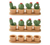 Gelirda 2 Sets Resin Cactus Potted Figurines Mini Succulent Cactus Ornaments No Hole Beads for Garden Home Decor Office Desktop