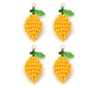 Gelirda 20Pcs Glass Seed Beaded Lemon Pendants Imitation Fruit Dangle Charms Food Ornaments for Jewellery Bracelet Necklace Making Crafts