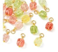 Gelirda 20Pcs Mixed Colour Crackle Glass Faceted Cube Charms Crystal Geometric Square Dangle Charms for DIY Jewellery Making Supplies