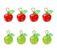 Gelirda 20Pcs Red & Green Apple Glass Charms Cute 3D Fruit Pendants for Jewellery Making Necklace Keychain Accessories