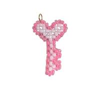 Gelirda 3Pcs Glass Seed Bead Heart Key Pendants Beaded Creative Skeleton Keys Charms for Jewellery Making Bracelets Earrings Necklace