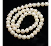 Gelirda 45Pcs 7-8 mm Creamy White Pearl with Hole Smooth Round Pearl Spacer Beads Freshwater Pearl Loose Beads Strand for Jewellery Making