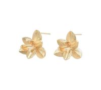 Gelirda 4Pcs Brass Flower Shaped Stud Earring Creative Golden Floral Earrings with Loop for Jewellery Decoration Wedding Birthday Gift