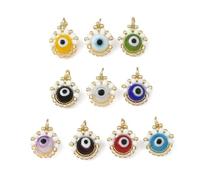 Gelirda 50pcs Evil Eye Glass Seed Bead Charms for Crafts Jewellery