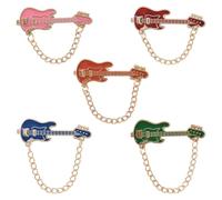 Gelirda 5Pcs Colourful Guitar Tassel Chain Brooch Pin Enamel Musical Instrument Lapel Pins for Present Gifts Accessories