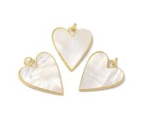 Gelirda 5Pcs White Shell Heart Shape Pendants Brass Love Heart Shell Dangle Charms for DIY Jewellery Making Bracelet Necklace Earring