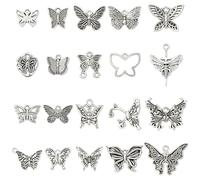 Gelirda 80Pcs Tibetan Butterfly Charms Antique Silver Vintage Animal Insect Theme Dangle Charms for DIY Necklace Bracelets Jewellery Making