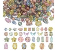 Gelirda 85Pcs Gold Edged Acrylic Mixed Shape Beads for Jewellery Making | 1.2-4mm Hole, Gold Tone Edged Beads, Mixed Shapes, Clear Colours, Loose Craft Beads, for Bracelet, Necklace, Earring Making